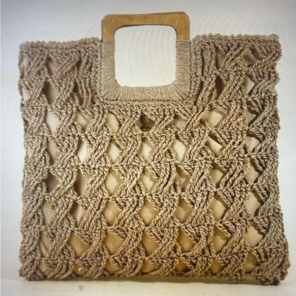 Square Straw Braided Tote Bag